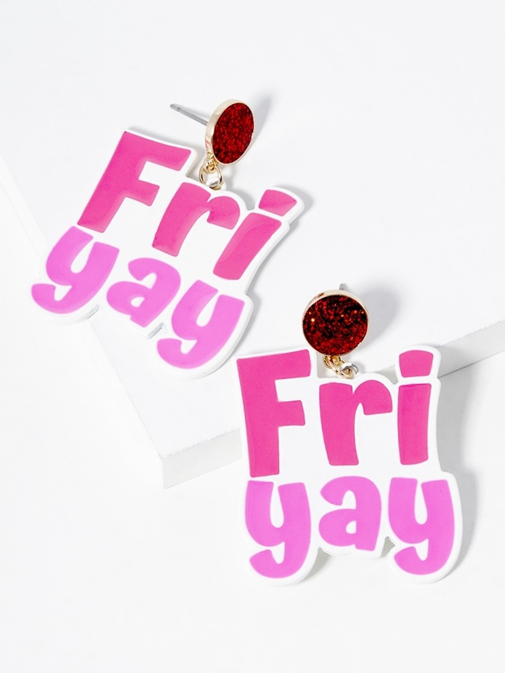 Friyay Pink Statement Drop Earrings